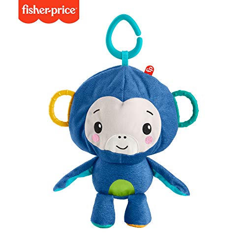 Fisher-Price Monito y pelota de actividades Peluche de juguete reversible con mordedores, regalo para bebés (Mattel GRR32)