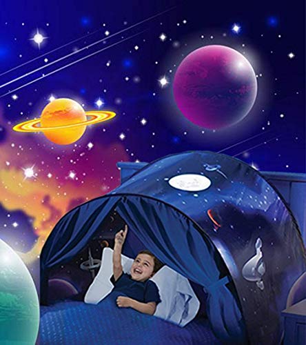 FLAYOR Dream Tents – Tienda de campaña plegable para niños, tienda de campaña para niños, tienda de campaña de campaña, regalo de Navidad (Marcha en el espacio + LED cadena)