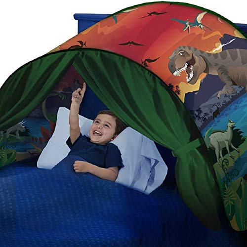 FLAYOR Dream Tienda de campaña para niños, tienda de campaña plegable para niños, tienda de cama con LED, tienda de juegos con luz, regalo de cumpleaños de Navidad (Dinosaurios)