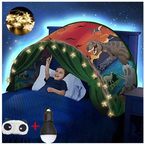 FLAYOR Dream Tienda de campaña para niños, tienda de campaña plegable para niños, tienda de cama con LED, tienda de juegos con luz, regalo de cumpleaños de Navidad (Dinosaurios)