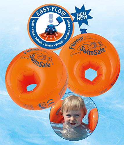 Flipper Swimsafe 77840117 - Ayuda a la flotación para niños a partir de 12 meses, (con núcleo de espuma de PE irrompible, segura en piscina cubierta, piscina exterior y en el mar) naranja