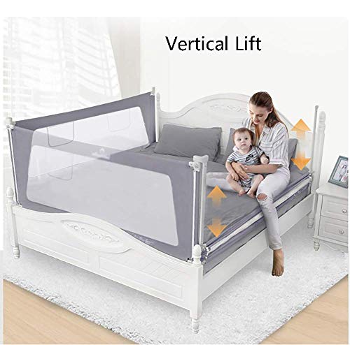 FMEZC Protector de riel de Cama de Color Gris para niños pequeños, barandilla de elevación Vertical, riel de Cama para bebé extralargo para Cama Queen y King Size (tamaño: 200 cm)