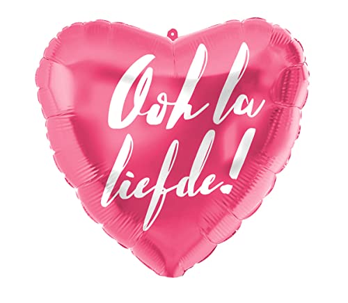 Folat Globo de aluminio en forma de corazón 'Ooh la Liefde' -45cm, color rosado (63022)