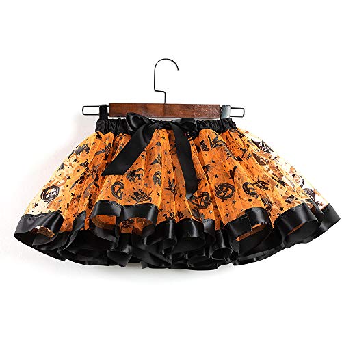 Fontee® Halloween Costumes Niñas Ropa Tutú Faldas Vestidos Falda de Ballet para Niñas Niños, con Calabaza Banda Cabello, M (100~110 cm)