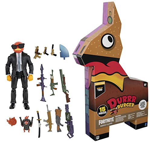 Fortnite FNT0797 Suministro Llama, Incluye Muy detallado y articulado 4 "Contract Giller Figura, 9 Armas, 4 Back Bling. Más Trajes Caer Pronto, Multi