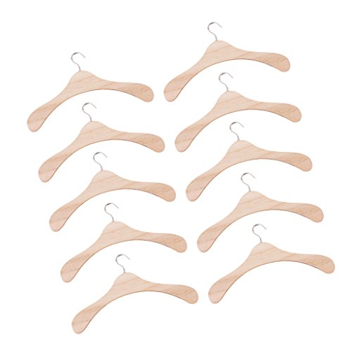 freneci 10 Piezas de Perchas de Madera de 15 Cm con Gancho de Metal para Muñeca Tío BJD 1: 3