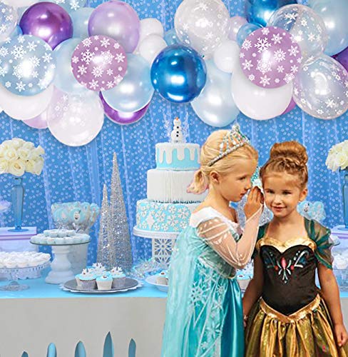 Frozen 4th Birthday Party Supplies Decoraciones para el cuarto cumpleaños de niñas Frozen Snowflake Balloon Garland Arch Kit Ice Princess Party Azul Blanco Morado