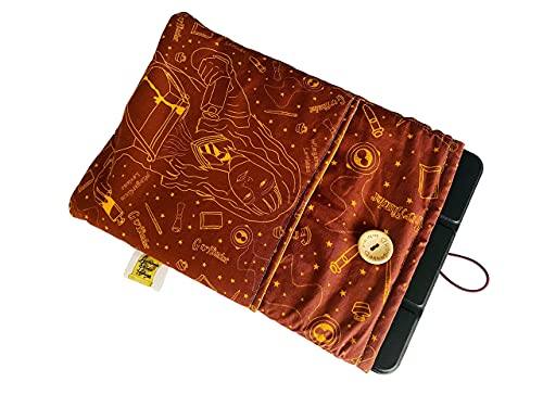 Funda artesanal para libros y tablets de Hermione Granger + marcapáginas de regalo, funda de algodón ecológico, acolchada y con bolsillo frontal y botón. Regalo ideal para adolescentes