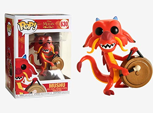 Funko- Pop Disney: Mulan-Mushu w/Gong Princess Figura Coleccionable, Multicolor, Talla Única (45327)