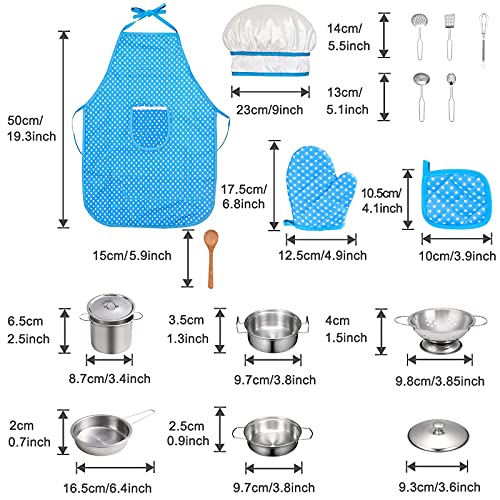 FUQUN Juguetes de Cocina para niños Accesorios, Inoxidable 17 Piezas Set Utensilios de Cocina Culinario Mini Cocina de Juguete, Utensilios De Cocina SimuladosApto para niños Mayores de 3 años