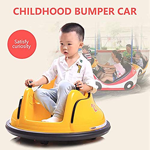 FXQIN Coche Eléctrico para Niños Auto de Choques Autogiro Electrico Juguete con Música y Luces Carga 25kg Bumper Car con Control Remoto, Amarillo