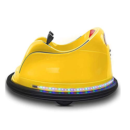 FXQIN Coche Eléctrico para Niños Auto de Choques Autogiro Electrico Juguete con Música y Luces Carga 25kg Bumper Car con Control Remoto, Amarillo