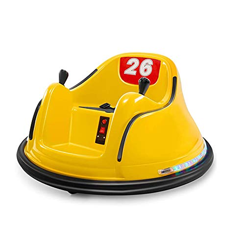 FXQIN Coche Eléctrico para Niños Auto de Choques Autogiro Electrico Juguete con Música y Luces Carga 25kg Bumper Car con Control Remoto, Amarillo