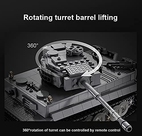 FZXL Kit de construcción de tanques de tigre de 925 piezas, CaDA C61071W, modelo clásico de tanque de tigre de 2.4G RC de la Segunda Guerra Mundial, compatible con Lego