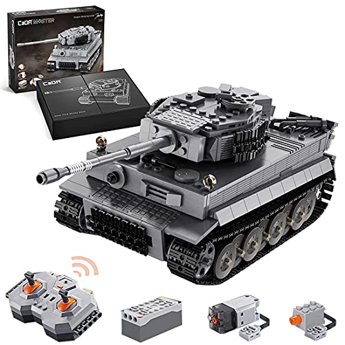 FZXL Kit de construcción de tanques de tigre de 925 piezas, CaDA C61071W, modelo clásico de tanque de tigre de 2.4G RC de la Segunda Guerra Mundial, compatible con Lego