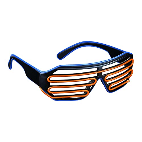 Gafas LED con 3 modos de flash – perfectas como Techno DJ | Festival | Halloween | Carnaval | como complemento para el disfraz (azul / naranja)