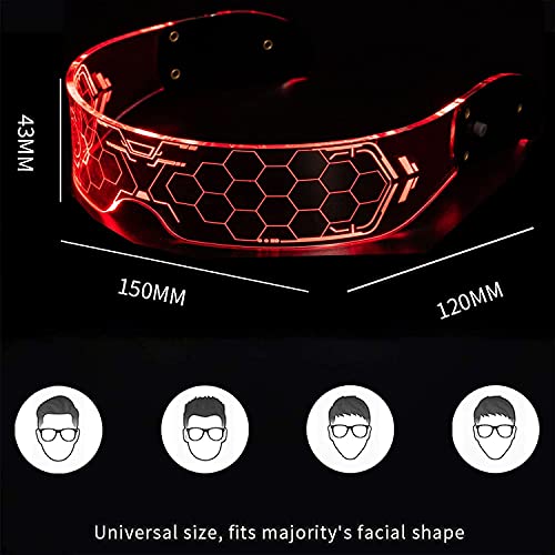 Gafas Luminosas LED Gafas con Luz LED Fiesta Cyberpunk Gafas con Visera LED Gafas con Visera Electrónica Futuristas, para Festivales, Fiestas, Cumpleaños, Navidad(7 Colores Ajustables)