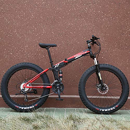 GAYBJ Nieve Bicicletas Plegado Doble absorción de Choque de Velocidad Variable de Bicicletas de montaña del Freno de Disco 24/26 Pulgadas 4.0 Ancho de la Rueda Fat Tire,A,26 Inch 7 Speed