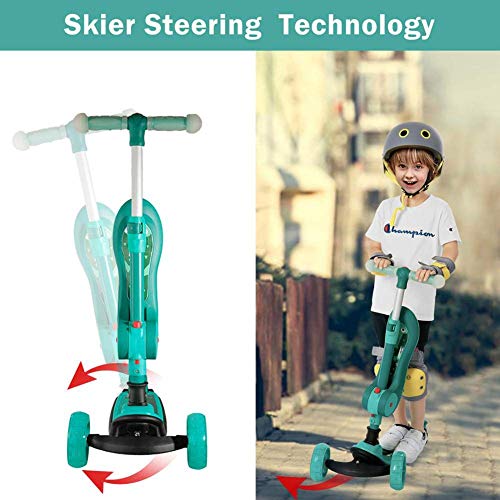 GCXLFJ Triciclo Bebe Trike Niños Scooter 3 Equilibrio Plegable de la Rueda del Triciclo Intermitente de la Rueda niños al Aire Libre Juguete del Deporte con Asiento Plegable del Regalo de cumpleaños