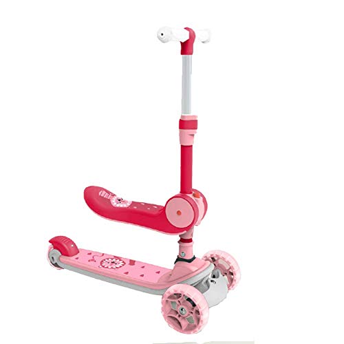 GCXLFJ Triciclo Bebe Trike Niños Scooter 3 Equilibrio Plegable de la Rueda del Triciclo Intermitente de la Rueda niños al Aire Libre Juguete del Deporte con Asiento Plegable del Regalo de cumpleaños