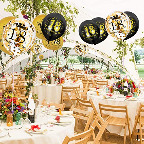 Geburtstag Dekoration Schwarzes Gold,gLuftballons Schwarz,Luftballons Gold ,Mann und Frau geburtstag deko,Geburtstagsdeko,Geburtstag Luftballons für Party Deko,Konfetti Luftballons (B2)