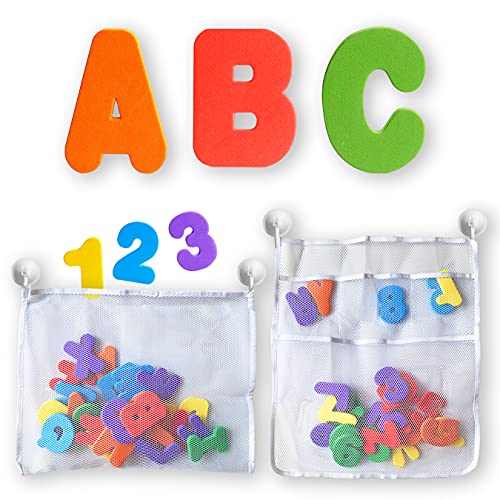 Genérico Juguetes para El Baño con Números y Letras De Forma Educativa | Números y Letras Infantiles de Baño Bebe | 36 Piezas De Goma Eva con Bolsa de Almacenamiento para Aprender y Disfrutar