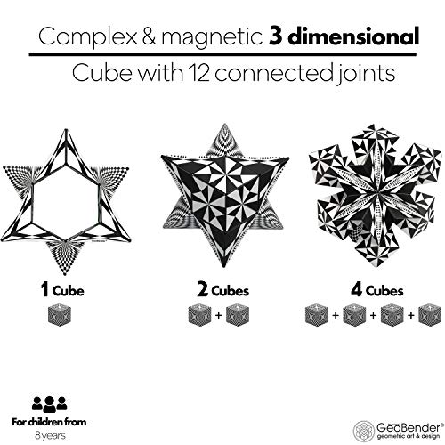 GeoBender - Cubo magnetico 3D 4 x Abstract-2 con 104 variaciones - Juguete antiestres de rompecabezas para niños - Juegos de puzzle de educativos y interactivo - Infintiy Cube de jugar de inteligencia