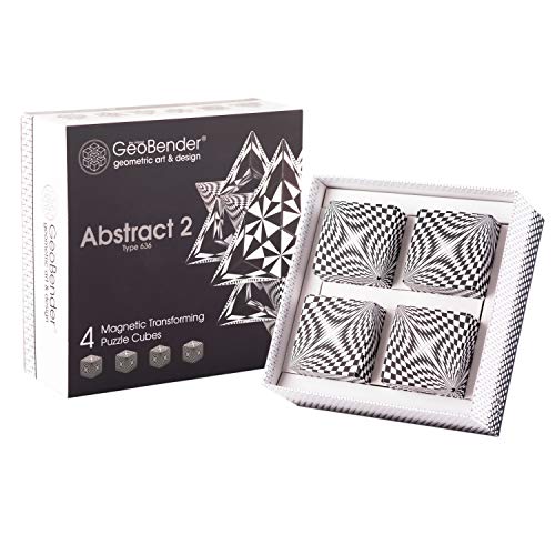 GeoBender - Cubo magnetico 3D 4 x Abstract-2 con 104 variaciones - Juguete antiestres de rompecabezas para niños - Juegos de puzzle de educativos y interactivo - Infintiy Cube de jugar de inteligencia