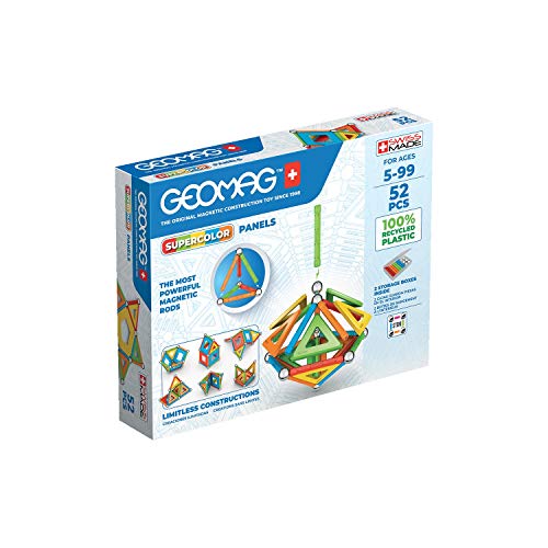 Geomag- Construcción Magnéticos, Color Azul, Verde, Amarillo, Naranja, Rojo, 52 pz (1)