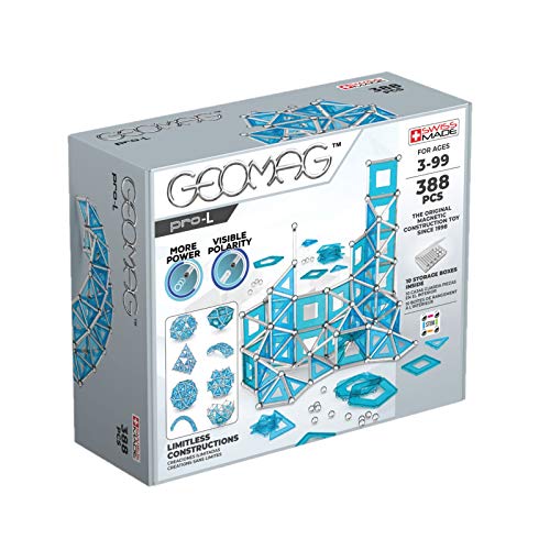 Geomag Pro-L, Juego de Bloques de Construcción Magnéticos, Juguete Magnético Multicolor, Edad 3-99 Años, 388 Piezas