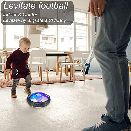 GEYUEYA - Balón de fútbol para niños, juguetes para niños, pelota de fútbol con luces LED y cargador USB, juego de entrenamiento para niños con 2 porterías de fútbol, deportes interiores y exteriores