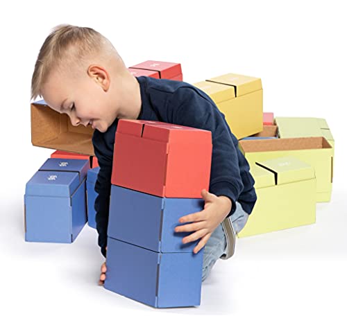 GIGI Bloks Bloques de Construcción Gigantes de Cartón | Juegos de Construcción para Niños 200 Piezas XXL Color | Kits de Ladrillos para Grandes Construcciones Infantiles de Castillos y Torres Grandes