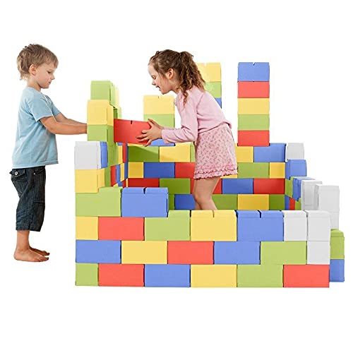 GIGI Bloks Bloques de Construcción Gigantes de Cartón | Juegos de Construcción para Niños 200 Piezas XXL Color | Kits de Ladrillos para Grandes Construcciones Infantiles de Castillos y Torres Grandes