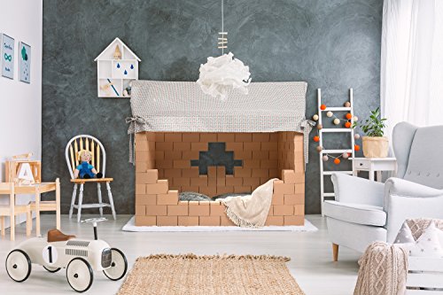 GIGI Bloks Casa de Juegos con Bloques de Construcción Gigantes Para Niños | Casita Infantil de Tela y 203 Ladrillos de Cartón | Set de Juguete Montessori Crea tu Torre Fuerte y Castillo de Princesas