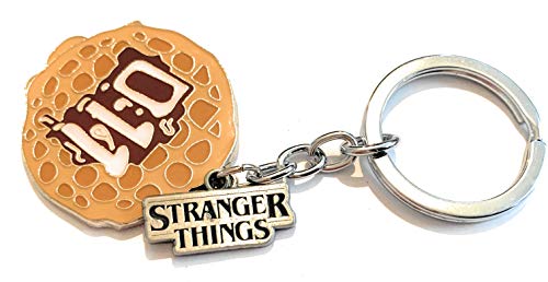 Giulyscreations - Llavero con forma de huevo de Stranger Things de metal sin níquel y con logotipo de Eggos Waffles Serie TV Undici Eleven Will Mark Dustin Lucas Demogorgone Cosplay Pop grabados 011