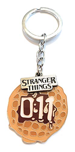 Giulyscreations - Llavero con forma de huevo de Stranger Things de metal sin níquel y con logotipo de Eggos Waffles Serie TV Undici Eleven Will Mark Dustin Lucas Demogorgone Cosplay Pop grabados 011