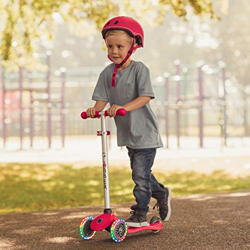 Globber - Primo Lights - Patinete Iluminado de 3 Ruedas para niños de 3 a 7 años +, Rojo