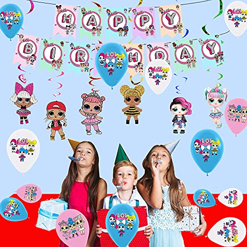 Globos de Fiesta Cumpleaños Lol Surprise Globos Lol Pancarta Muñeca Sorpresa Remolinos Colgantes de Decoración