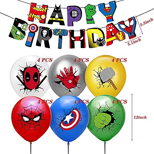 Globos de Los Vengadores, PAWT, decoración para fiestas de superhéroes, cumpleaños, globos, globos de látex, decoración de cumpleaños de superhéroes, banderines para niños, cumpleaños