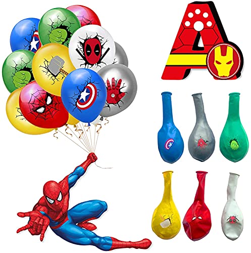 Globos de Los Vengadores, PAWT, decoración para fiestas de superhéroes, cumpleaños, globos, globos de látex, decoración de cumpleaños de superhéroes, banderines para niños, cumpleaños