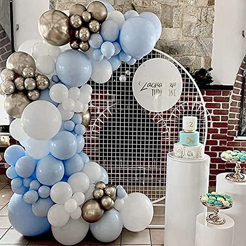 Globos Guirnalda Azul, 96 Piezas Arco Guirnalda Globos Azules y Blancos Plateados Globos Cumpleaños Decoración para Cumpleaños Baby Shower Bodas Aniversario Graduacion Fiesta Decoracion