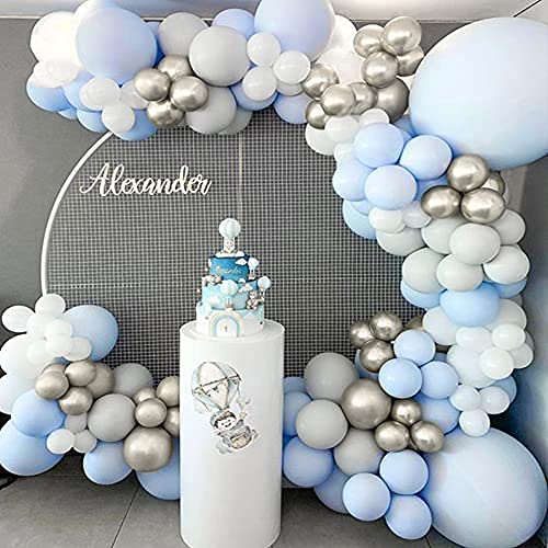 Globos Guirnalda Azul, 96 Piezas Arco Guirnalda Globos Azules y Blancos Plateados Globos Cumpleaños Decoración para Cumpleaños Baby Shower Bodas Aniversario Graduacion Fiesta Decoracion