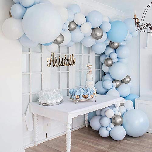 Globos Guirnalda Azul, 96 Piezas Arco Guirnalda Globos Azules y Blancos Plateados Globos Cumpleaños Decoración para Cumpleaños Baby Shower Bodas Aniversario Graduacion Fiesta Decoracion