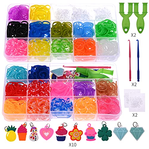 GOLDGE 24 Colores DIY Pulseras Gomas, Caja Pulseras Gomas Elasticas, Gomas para Hacer Pulseras, Loom Bands Set para Pulseras