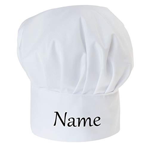 Gorro Cocinero adultos de Cocina ajustable con velcro Gorro de Chef con nombre/con texto Blanco [108]