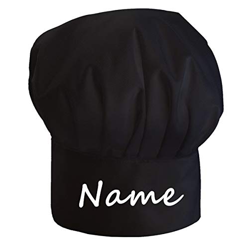 Gorro Cocinero + Delantal de cocina para niños de niño Bebé de Cocina ajustable con velcro Gorro de Chef con nombre/con texto Negro [099]