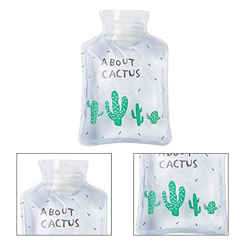 Greatangle-UK Mini portátil de inyección de Agua Calentador de Manos Botella Caliente Inyección de Agua Calentador de Manos Estómago Paquete de Hielo Reutilizable Cactus Transparente