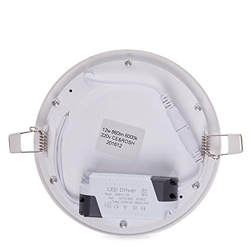 Greenice | Placa de LEDs Circular 170Mm 12W 860Lm 30.000H | Lámpara LED | Downlight LED | Panel LED Techo | Oficina, Fábrica, Pasillos, Baños | Blanco Cálido