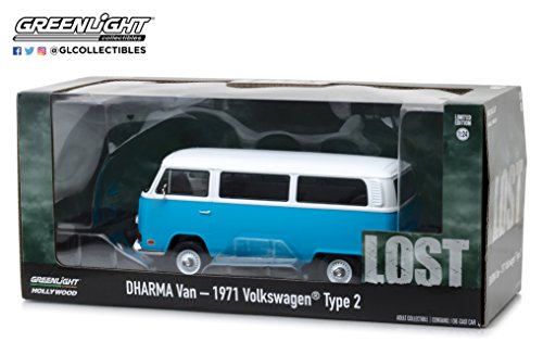 Greenlight Modelo DieCast Dharma Van TV Movie Lost Volkswagen 1971 Type 2 Bus 1/24 17cm DieCast