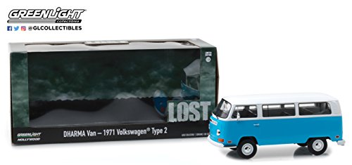 Greenlight Modelo DieCast Dharma Van TV Movie Lost Volkswagen 1971 Type 2 Bus 1/24 17cm DieCast